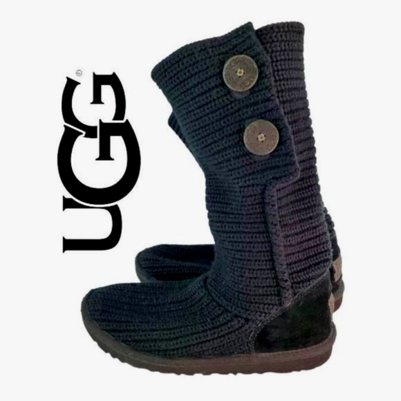 UGG Shoes - UGG Classic Cardy Boots - Women's - Black - Size 6
